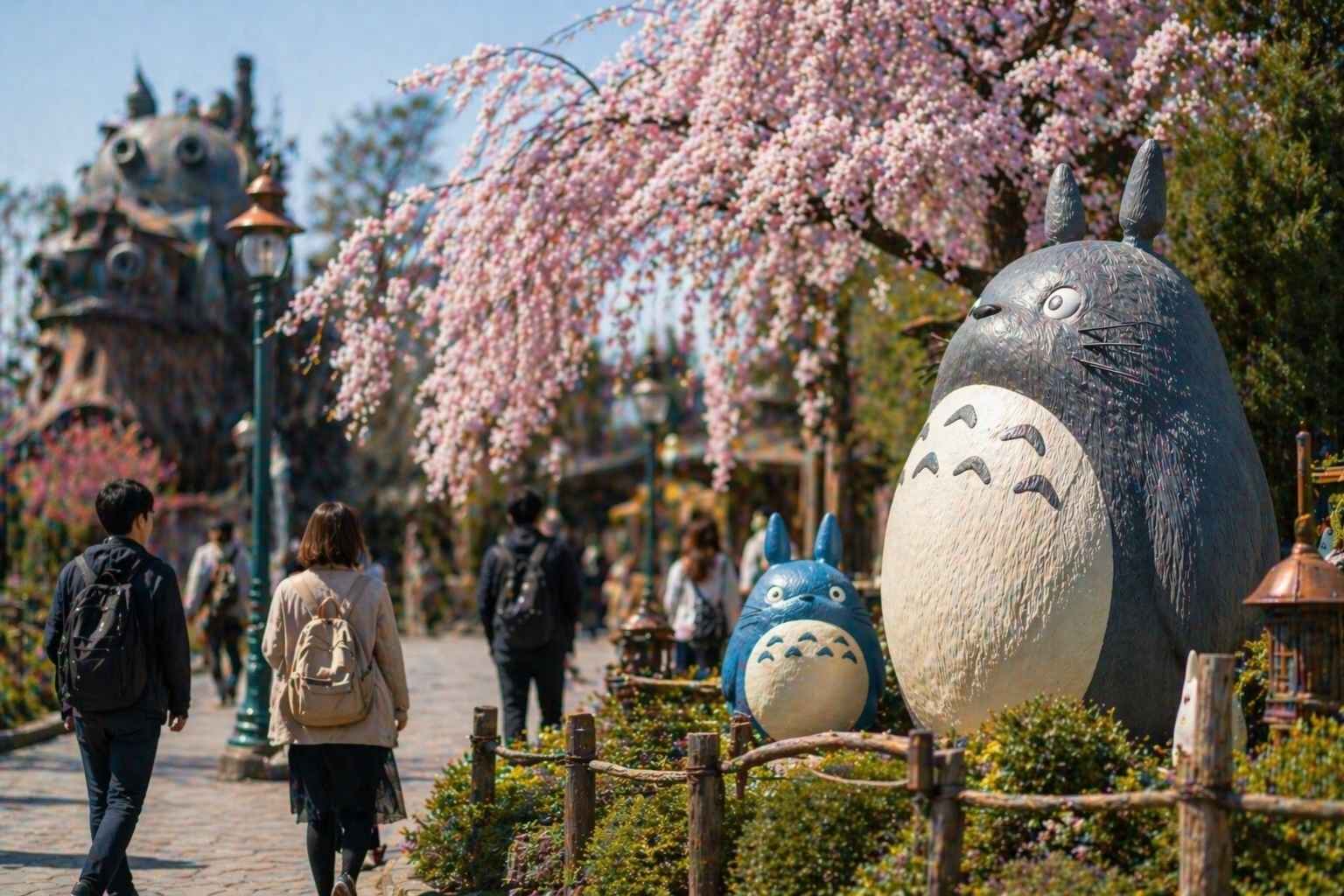 Visitors walk near Himeji Castle as tourists explore the historic site under bright daytime conditions