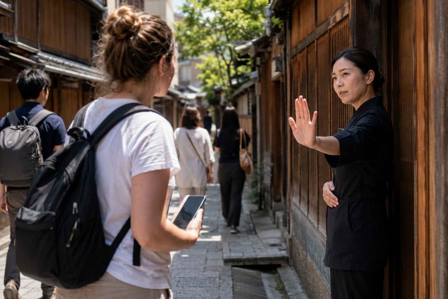 Visitors walk near Himeji Castle as tourists explore the historic site under bright daytime conditions